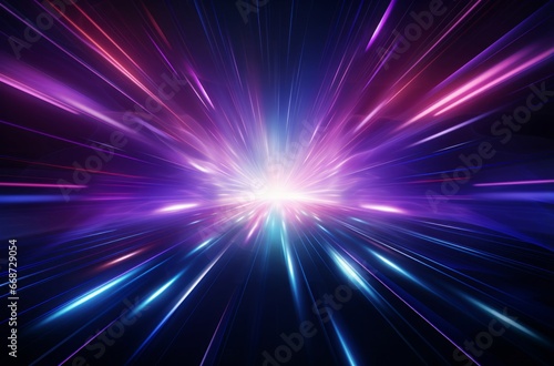 futuristic light rush, vibrant streaks creating an ethereal tunnel of glowing beams and abstract beauty.