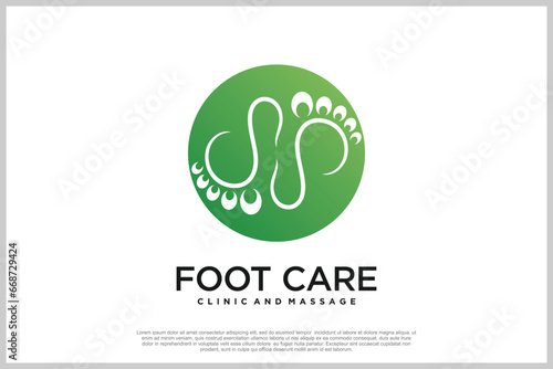 Reflexology logo design with podiatry and foot clinic unique concept Premium Vector