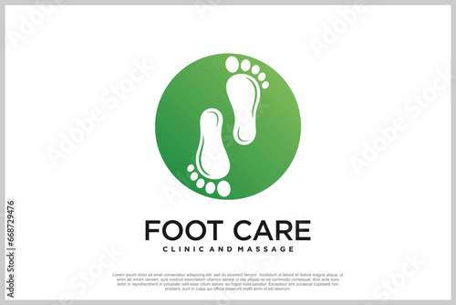 Reflexology logo design with podiatry and foot clinic unique concept Premium Vector