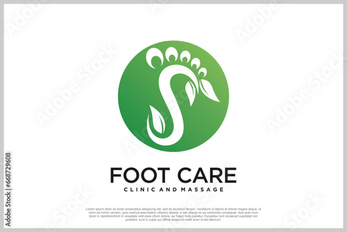 Reflexology logo design with podiatry and foot clinic unique concept Premium Vector