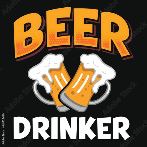 Beer drinker graphics tshirt design