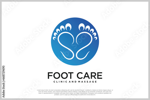 Reflexology logo design with podiatry and foot clinic unique concept Premium Vector