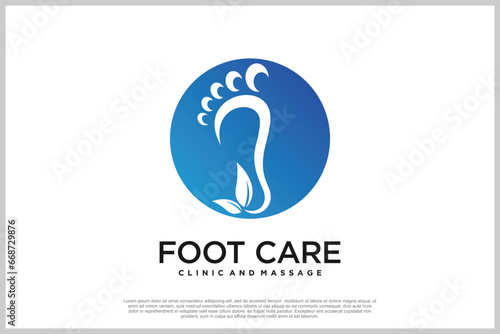 Reflexology logo design with podiatry and foot clinic unique concept Premium Vector