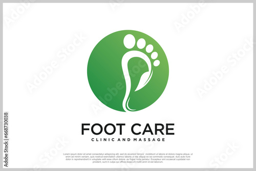 Reflexology logo design with podiatry and foot clinic unique concept Premium Vector