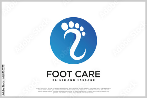 Reflexology logo design with podiatry and foot clinic unique concept Premium Vector