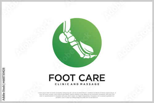 Reflexology logo design with podiatry and foot clinic unique concept Premium Vector