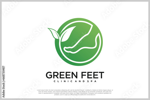 Reflexology logo design with podiatry and foot clinic unique concept Premium Vector