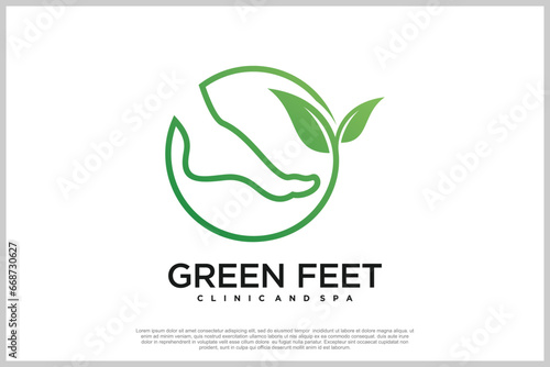 Reflexology logo design with podiatry and foot clinic unique concept Premium Vector
