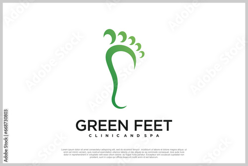 Reflexology logo design with podiatry and foot clinic unique concept Premium Vector