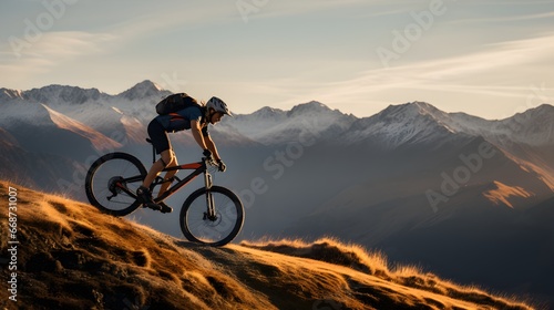 mountain biker in the sunset