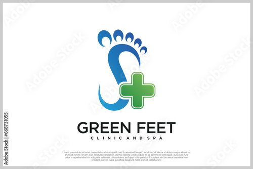 Reflexology logo design with podiatry and foot clinic unique concept Premium Vector