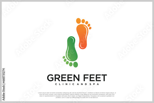 Reflexology logo design with podiatry and foot clinic unique concept Premium Vector