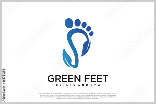 Reflexology logo design with podiatry and foot clinic unique concept Premium Vector