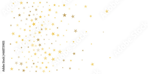 Gold stars vector background, sparkling Christmas confetti falling isolated on white. Magic shining flying golden stars glitter backdrop, sparkle border