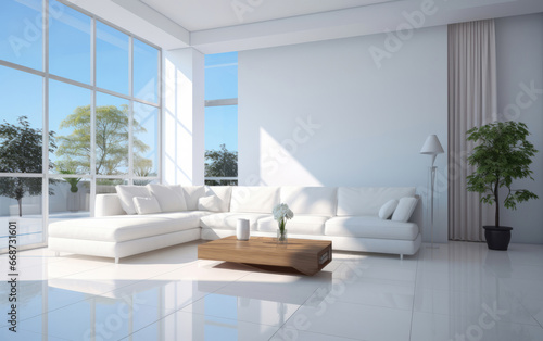 Beautiful spacious lounge. Luxury living. Modern interior design concept. © Allistair/Peopleimages - AI