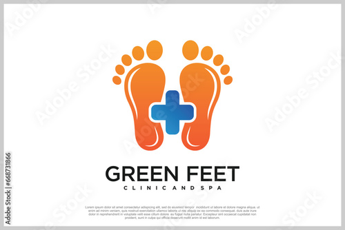 Reflexology logo design with podiatry and foot clinic unique concept Premium Vector