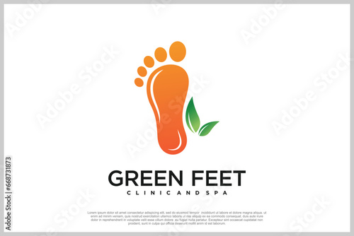 Reflexology logo design with podiatry and foot clinic unique concept Premium Vector