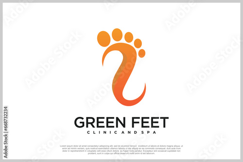 Reflexology logo design with podiatry and foot clinic unique concept Premium Vector