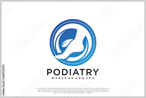 Reflexology logo design with podiatry and foot clinic unique concept Premium Vector