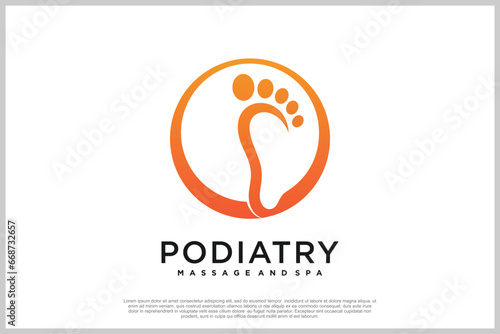 Reflexology logo design with podiatry and foot clinic unique concept Premium Vector