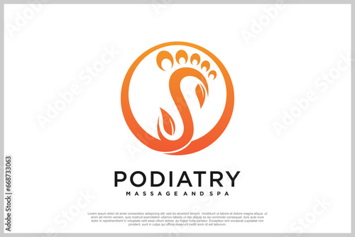Reflexology logo design with podiatry and foot clinic unique concept Premium Vector