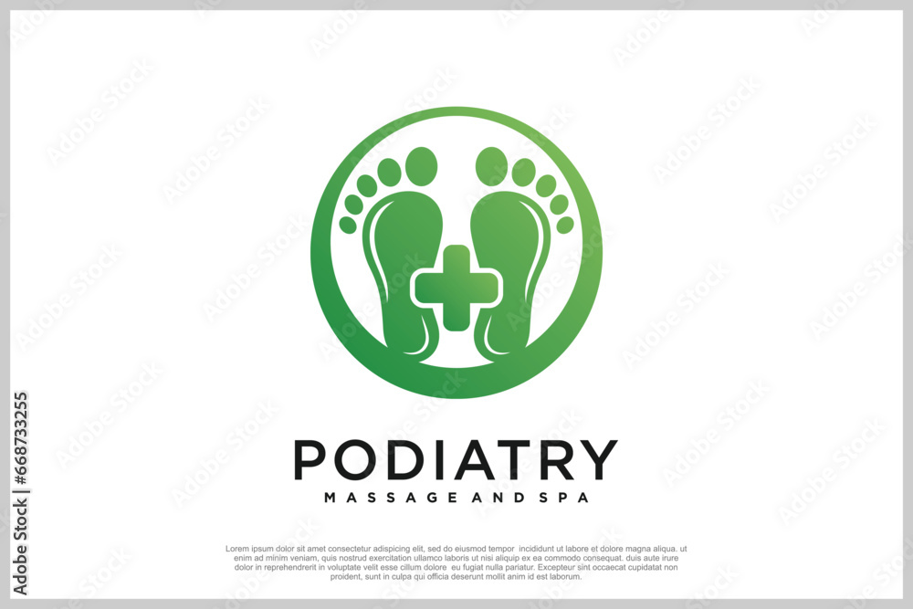 Reflexology logo design with podiatry and foot clinic unique concept Premium Vector Reflexology logo design with podiatry and foot clinic unique concept Premium Vector