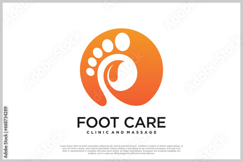 Reflexology logo design with podiatry and foot clinic unique concept Premium Vector