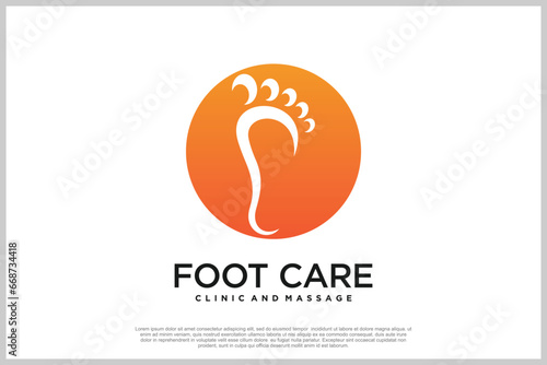 Reflexology logo design with podiatry and foot clinic unique concept Premium Vector
