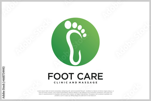 Reflexology logo design with podiatry and foot clinic unique concept Premium Vector