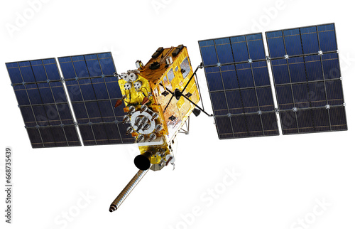 Navigation space satellite GLONASS-K isolated on transparecy background, PNG format