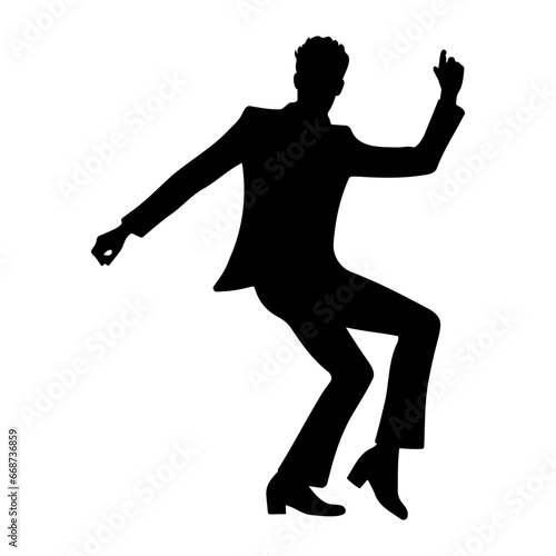 Disco man dancing silhouette. Vector illustration