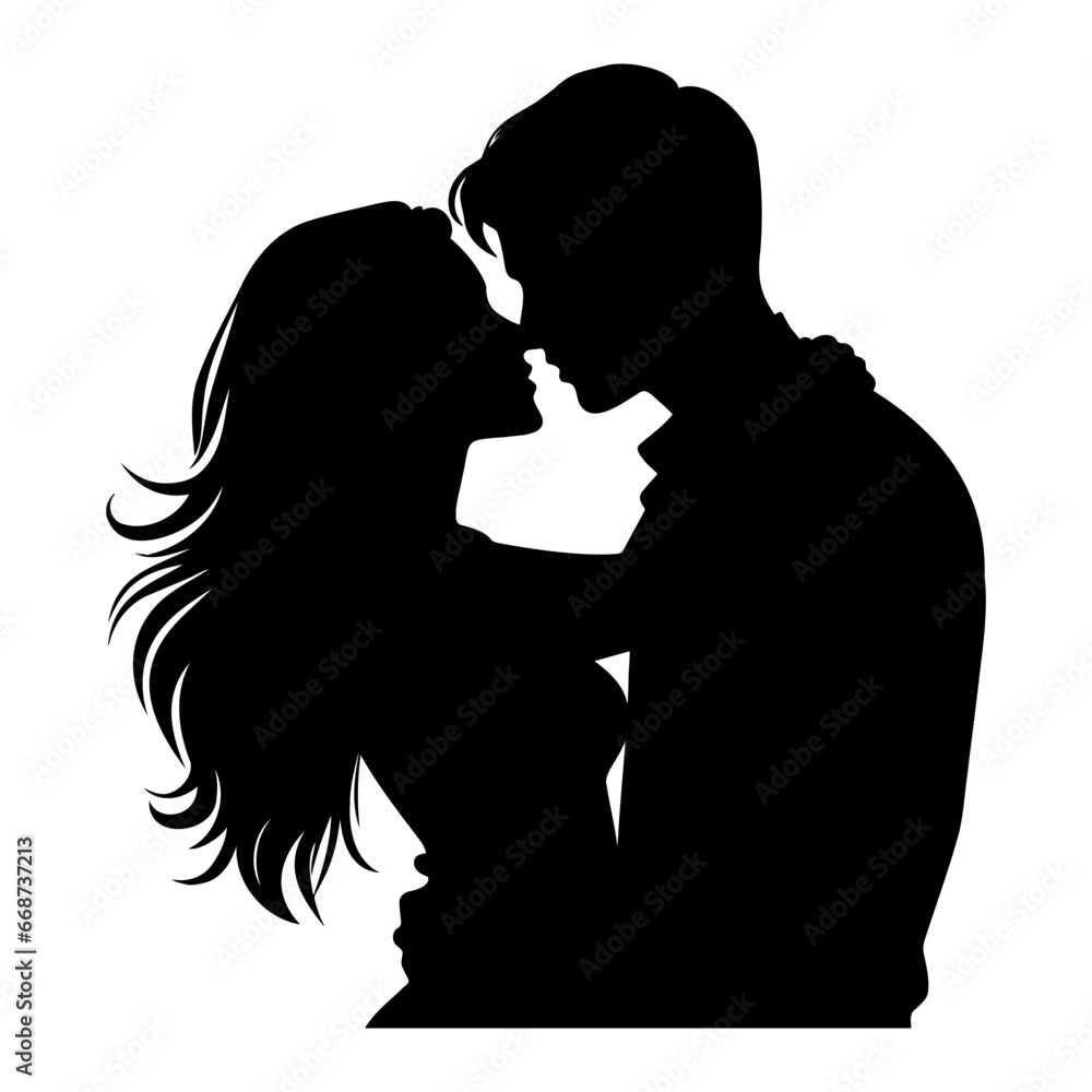 Lovers couple silhouette. Vector illustration