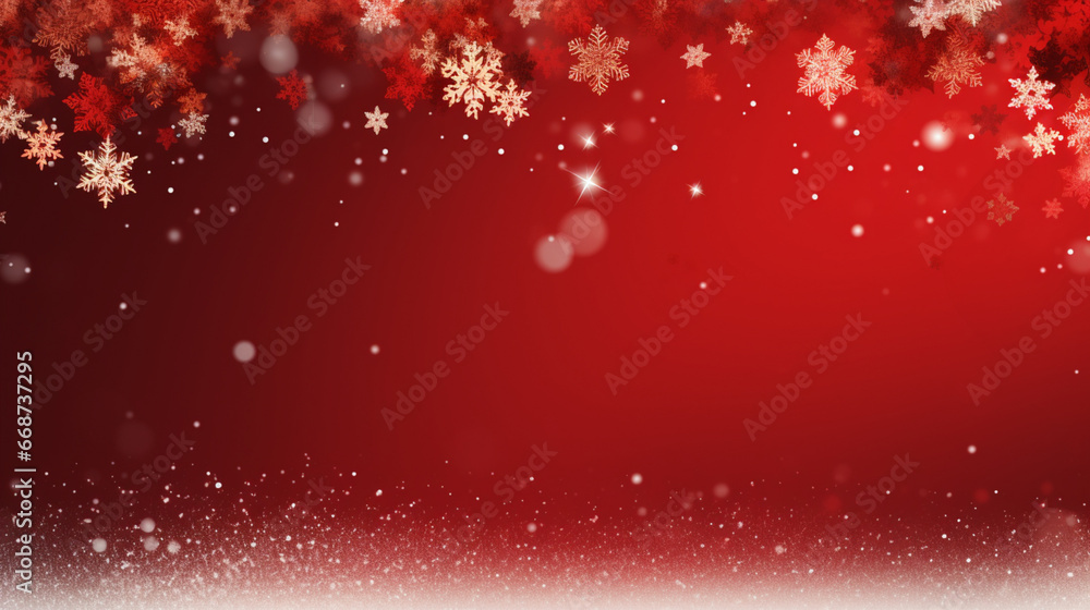 Christmas border frame with copy space. White snowflakes on red background. Festive banner. Generative AI Christmas border frame with copy space. White snowflakes on red background. Festive banner. Generative AI