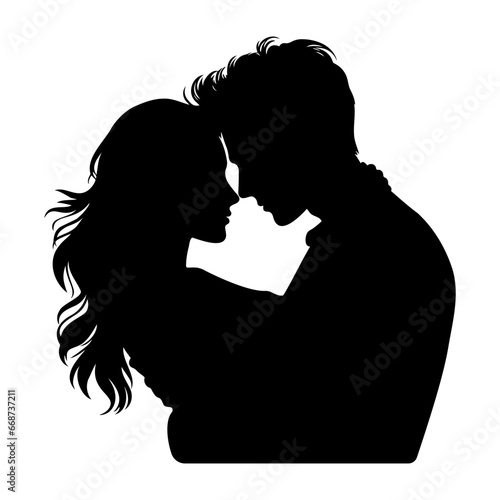 Couple of lovers embracing silhouette. Vector illustration
