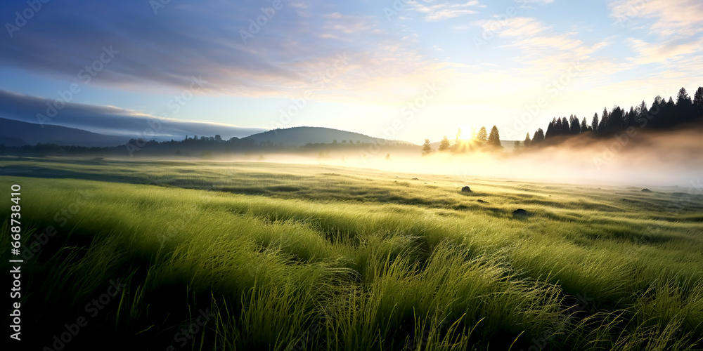 Panorama landscape with morning light