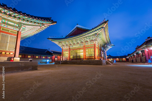 Gyeongbokgung Palace at night is beautiful, Seoul, South Korea.