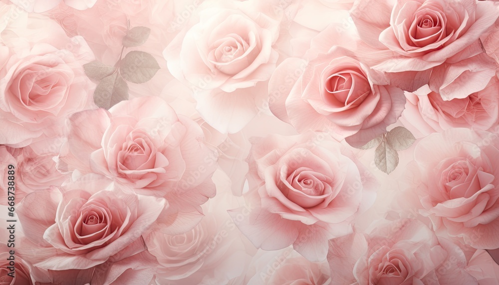 Beauty Pink Rose Pattern Background. Wedding Backdrop. Valentine's Day Banner. Illustration Beauty Pink Rose Pattern Background. Wedding Backdrop. Valentine's Day Banner. Illustration
