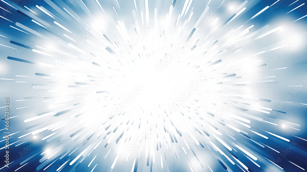 Fototapeta premium Abstract white and blue color background with light explosion pattern.
