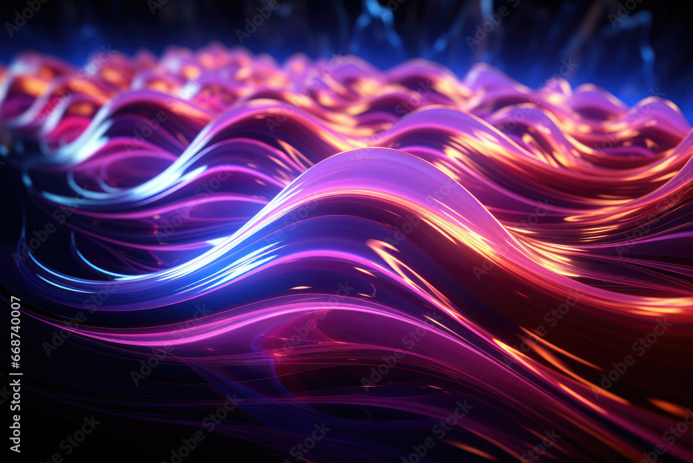 Neon lines on a black background. Abstract technological banner design Neon lines on a black background. Abstract technological banner design