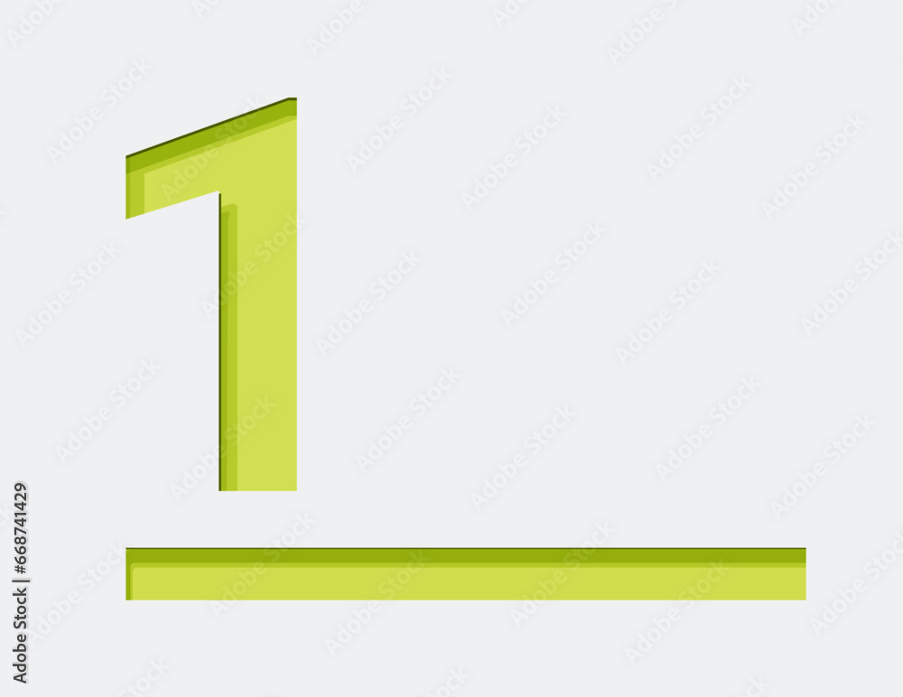 Green Number 1. Vector design element. Green number. Vector 3d illustration. Numbers with shadow. Green Number 1. Vector design element. Green number. Vector 3d illustration. Numbers with shadow.