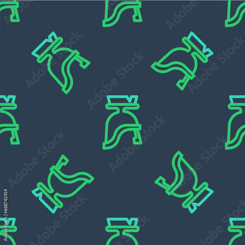 Line Roman army helmet icon isolated seamless pattern on blue background. Vector © Kostiantyn
