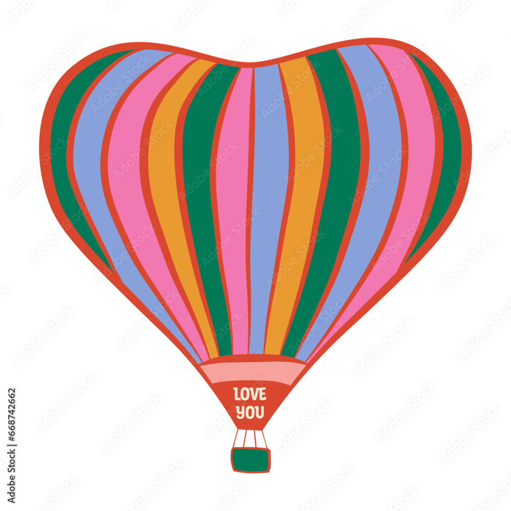 Heart shaped hot air balloon with words Heart shaped hot air balloon with words