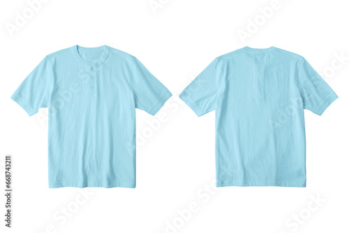 Aqua Isolated Henley Neck Short Sleeve T-Shirt