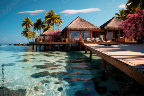 Bungalows for summer vacation vacations on the ocean. Tropical holidays © Sunshine