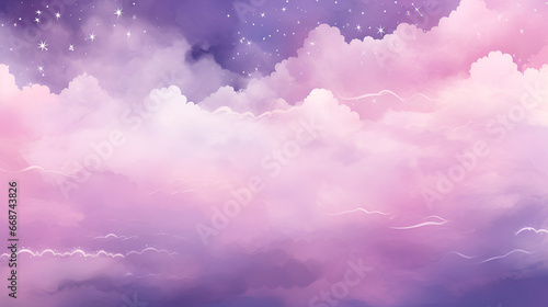 water color pink purple galaxy with stars