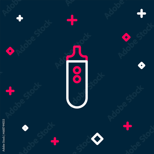 Line Electronic cigarette icon isolated on blue background. Vape smoking tool. Vaporizer Device. Colorful outline concept. Vector