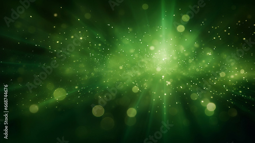 Green glitter glow particle bokeh background. Festive celebration wallpaper concept © ReneBot/Peopleimages - AI