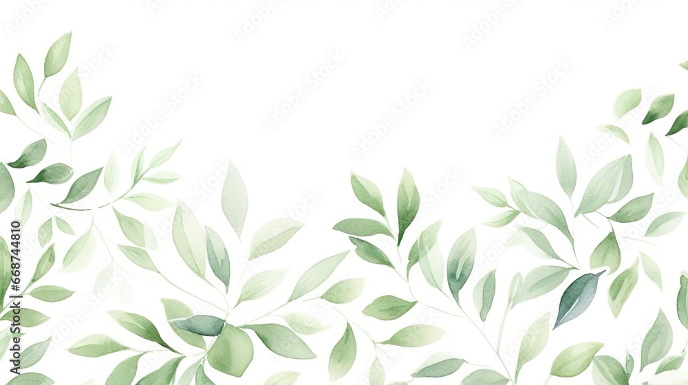 watercolor green leaves background