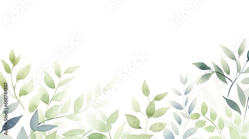 watercolor green leaves background