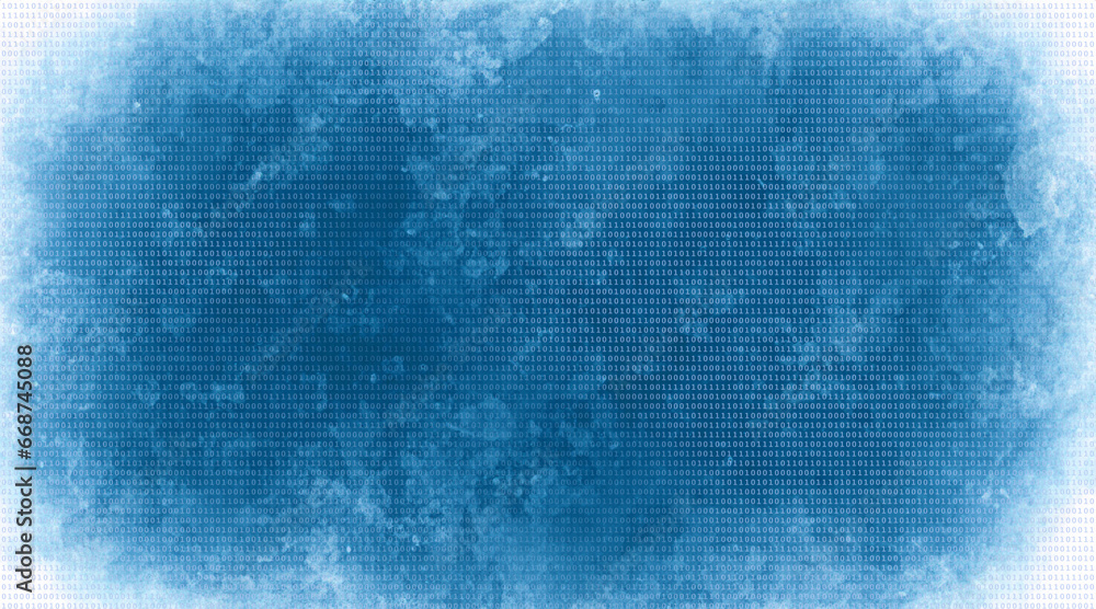 Binary code on a blue abstract grunge background - obrazy, fototapety, plakaty 